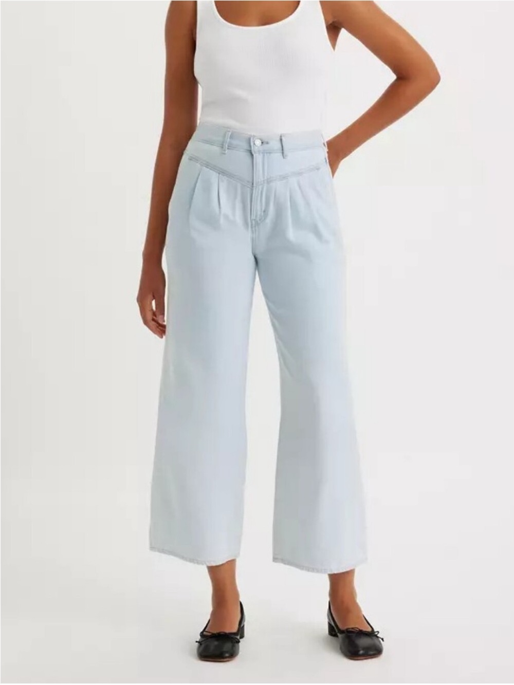 Levi's Light Blue Cropped Wide-Leg Jeans
